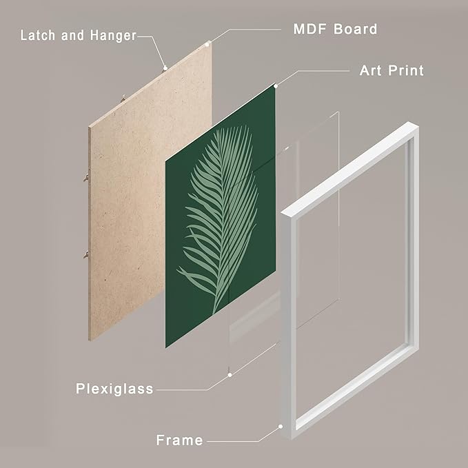 SIGNWIN Framed Poster Bathroom Decor 11"x14"x 8 White, Wall Art Room Decor Multicolor for Living Room, Bedroom, Office Green Jungle Plant Ballet European Landscape Vintage Illustrations Bohemian