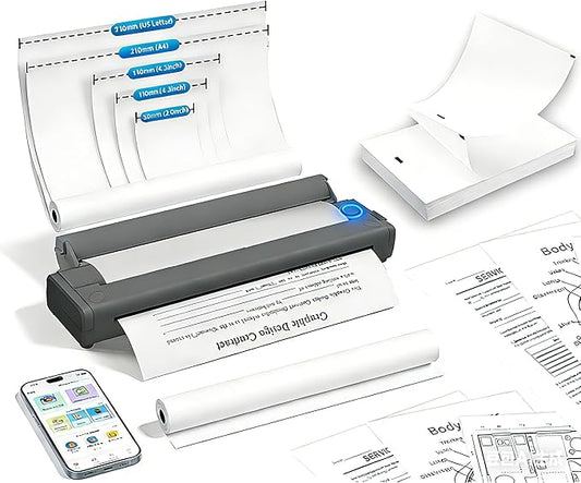 Print Pods Mini Sticker Printer Machine with 13 Rolls Paper, Portable Bluetooth Thermal Printer for Kids, Notes, Journal, DIY, Gift, Home, School, Office, Christmas
