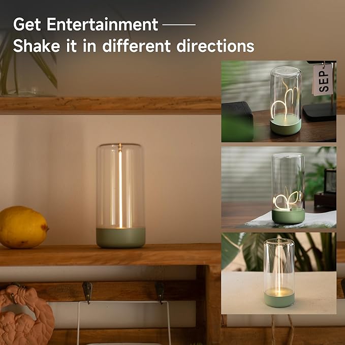 AUGE LIGHT Mini Minimalist Table Lamp Cordless Lamp Rechargeable Table Lamp Portable Nightstand Lamps Desk Lamps for Home Office Unique Ambient Light Mood Lighting for Desk Decor Beside(Olive Green)