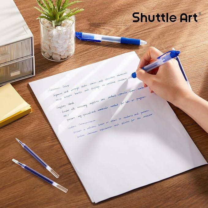 Shuttle Art Retractable Gel Pen Refills, 30 Pack Blue Rollerball Gel Ink Pens Refills, Bulk Set, 0.7mm Fine Point for Writing Journaling Taking Notes School Office Home