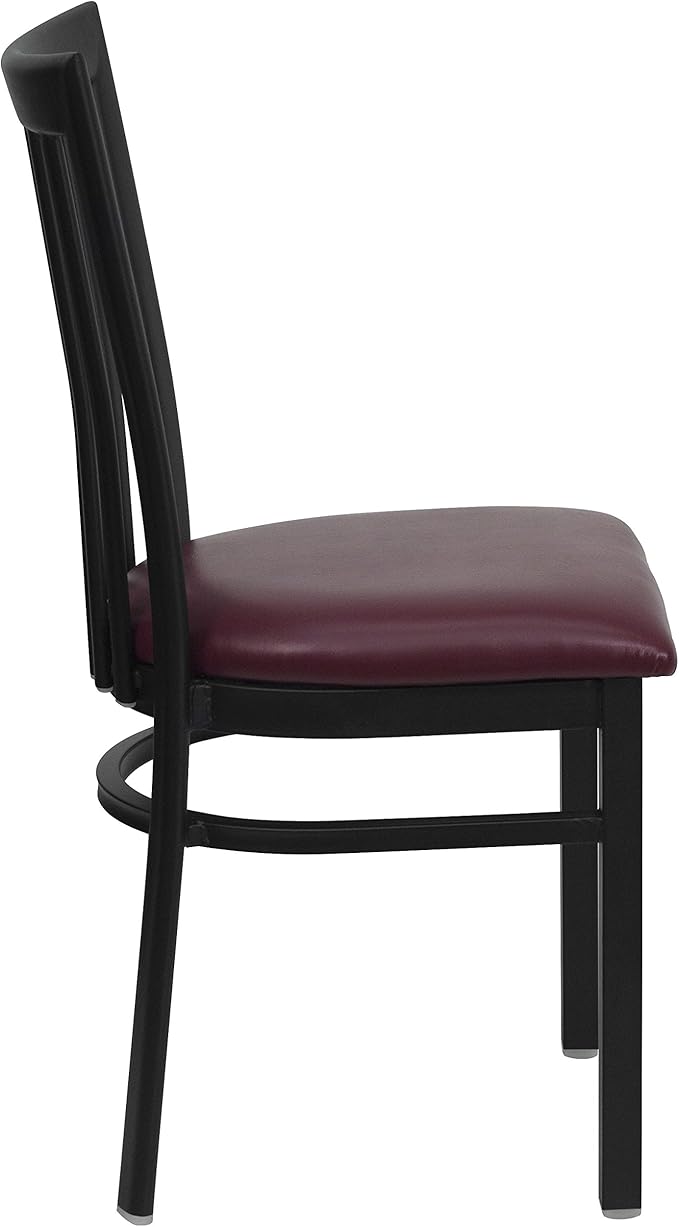 Flash Furniture HERCULES Series Black School House Back Metal Restaurant Chair - Burgundy Vinyl Seat