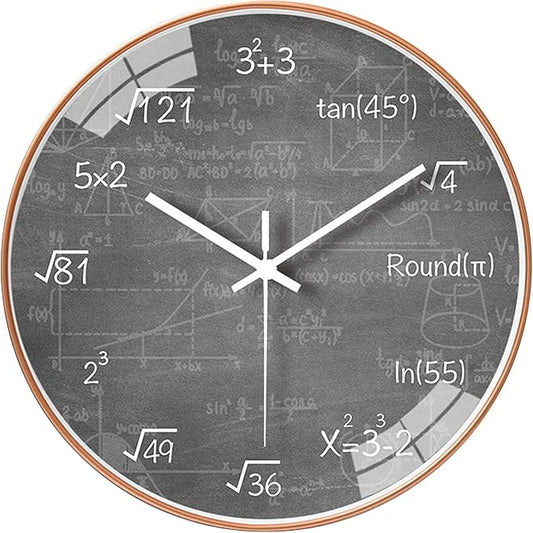 12 Inch Math Wall Clock Silent Non Ticking Movement Quality Quartz Wall Clock for Home/Kitchen/Office/Classroom/School/Living Room Wall Decorations