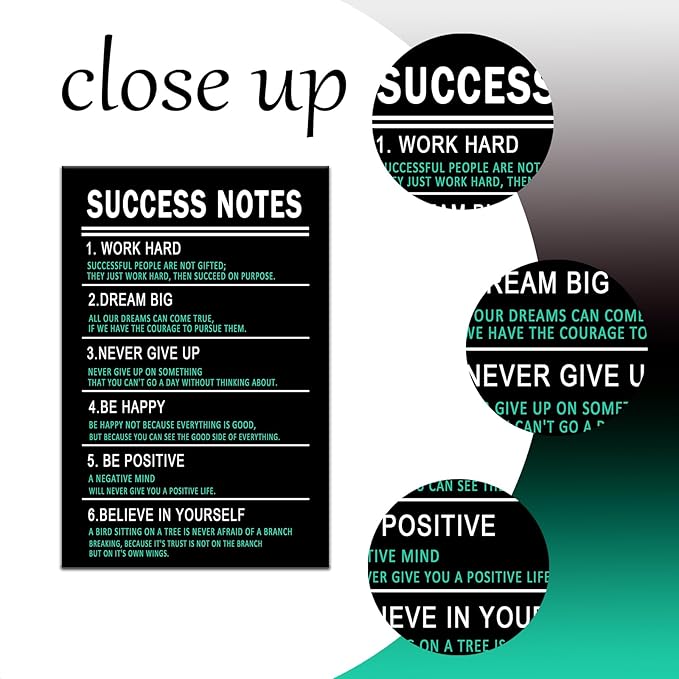 Motivational Canvas Wall Art Office Motto Success Notes Entrepreneur Quotes Inspirational for Home Bathroom Bedroom Wall Decor Posters Prints Wooden Framed Artwork [12''Wx18''H]