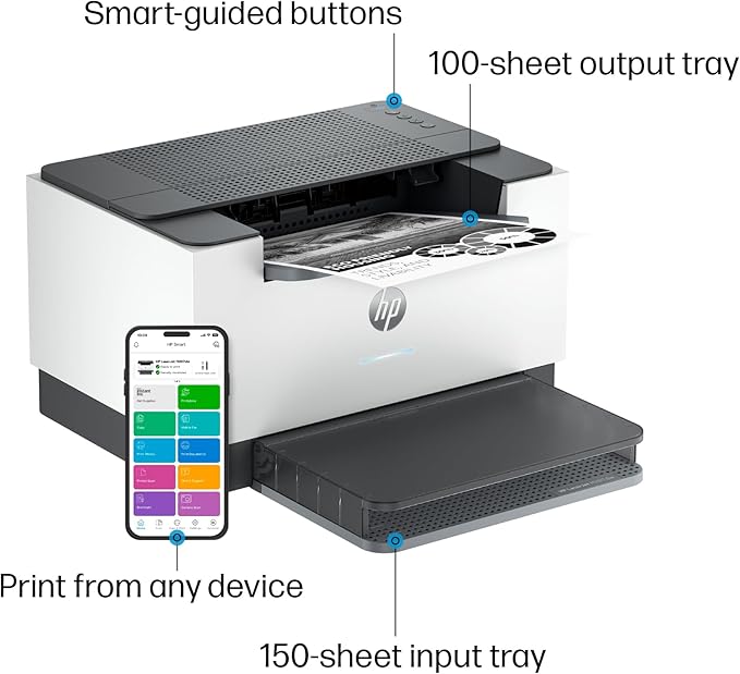 HP LaserJet M207dw Laser Wireless Printer, Black and White, Duplex, Best-for-Office
