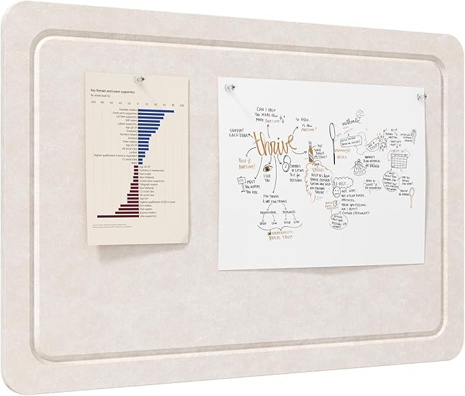Lifewit Cork Board Alternative,22.4"x 14.8" Bulletin Board with Self-Adhesive,Foldable Decorative Felt Pin Board Vision Board Message Board with 20 Pushpins for Office Wall Decor, Room Decor, Oatmeal