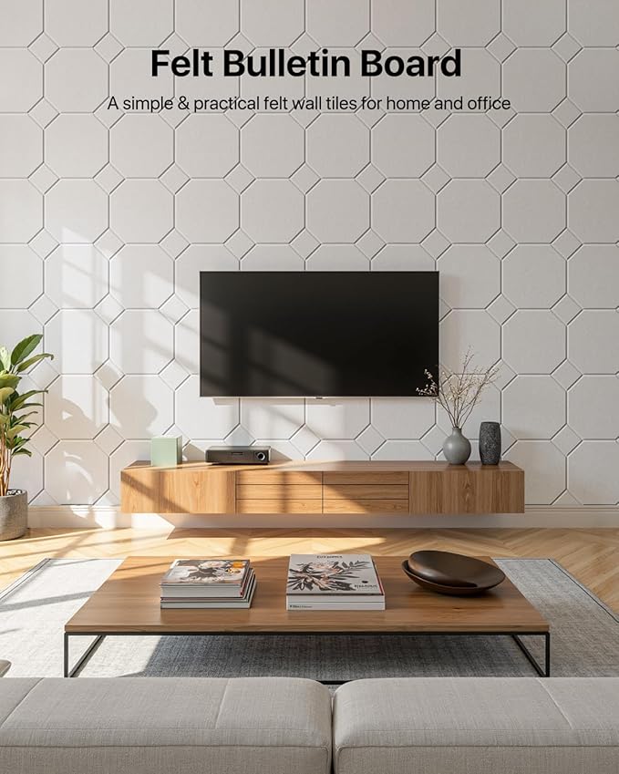 Large Cork Boards for Walls 48" X 36", Felt Bulletin Boards with Self Adhesive, 12 Pack Felt Wall Tiles Alternative Pin Board Cork Boards for Office Classroom Wall Decor White