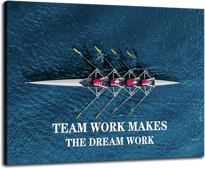 Inspirational Poster Successful Inspirational Quotes Canvas Wall Art Team Work Makes The Dream Work Motto Inspiring Entrepreneurs Printmaking Artwork Office Decoration Ready to Hang[18" W x 24" H]