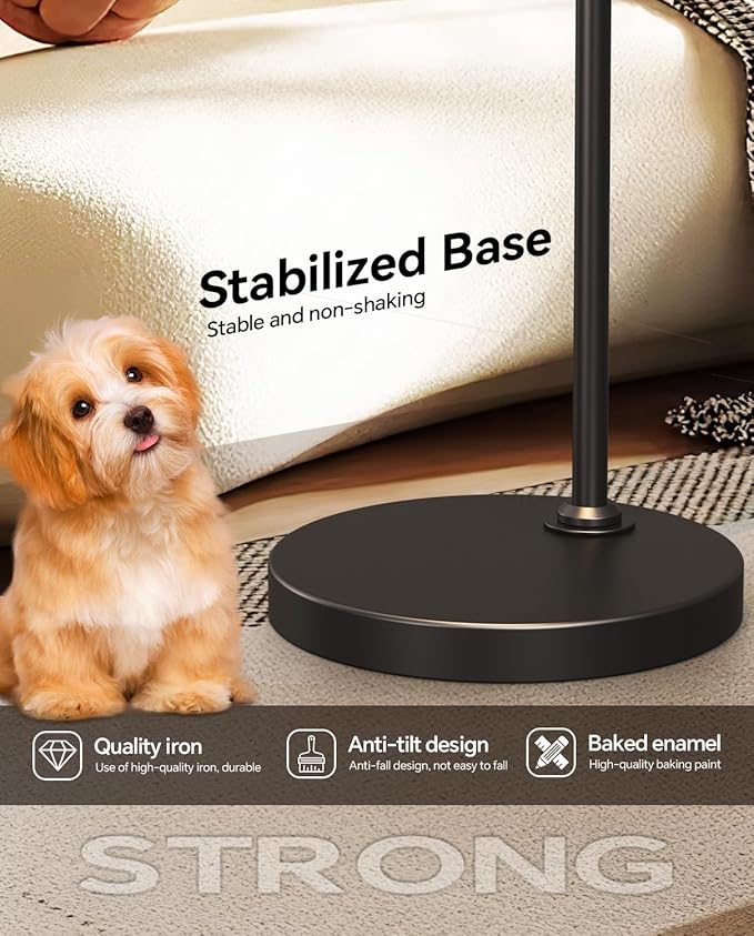 67" Industrial Floor Lamp with Wood & Black Metal Shade, Modern Standing Lamp, Rustic Farmhouse Tall Lamp for Living Room Bedroom Office, 2700K Bulb & Foot Switch Included (Black+ Wood -FL-2529)