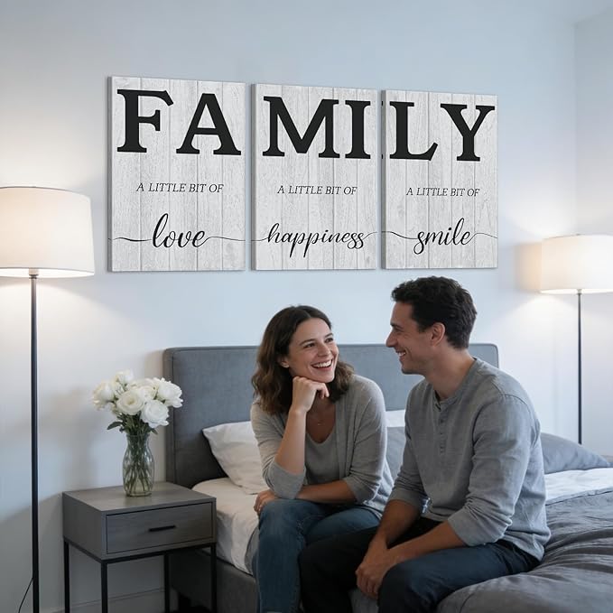 Family Wall Decor for Living Room Family Canvas Wall Art - 3-Piece Framed Canvas Prints with Wooden Frame, Ready to Hang, Fade-Resistant High-Definition Artwork (24''Wx36''Hx3PCS)