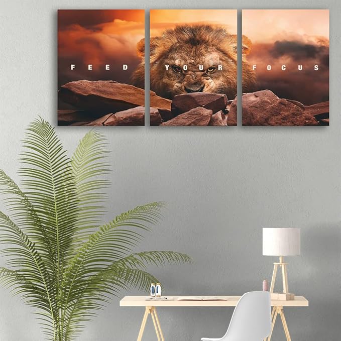 Inspirational Canvas Wall Art 3 Panels Motivational Canvas Wall Painting Hustle Quotes Poster Office Poster Painting Prints Picture Wall Decor for Home Living Room Bedroom Decor Framed Ready to Hang