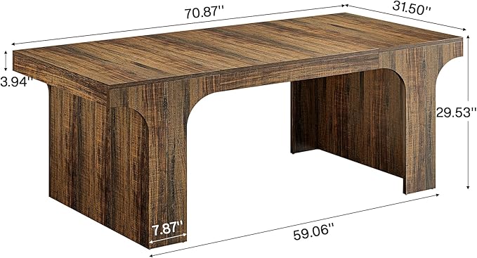 Tribesigns 70.9-Inch Executive Desk, Large Wooden Computer Office Desk, Modern Writing Table Business Workspace Home Office Furniture with Arched Design, Brown