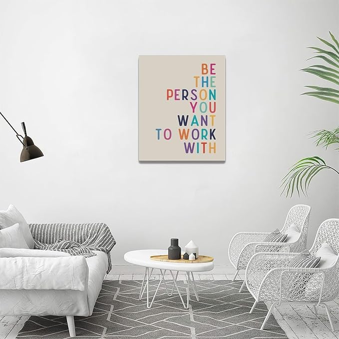 Office Teamwork Wall Art Motivational Success Pictures Wall Decor Inspirational Positive Quotes Canvas Painting Print Modern Artwork Decorations Framed for Home Bathroom Living Room Bedroom 16x20 inch