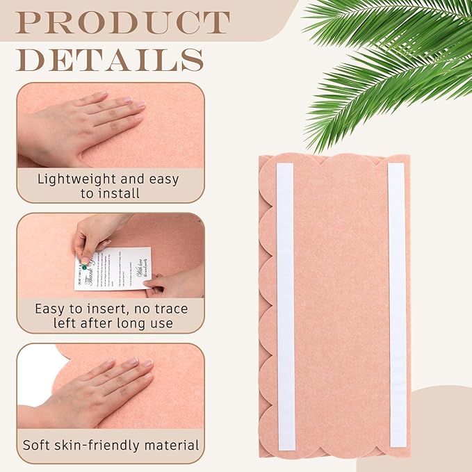Scalloped Felt Bulletin Board 36 x 24 Inches Foldable Light Pink Pin Cork Board Alternative for Wall, 3' x 2' Trifold Picture Vision Self Adhesive Bulletin Decorative