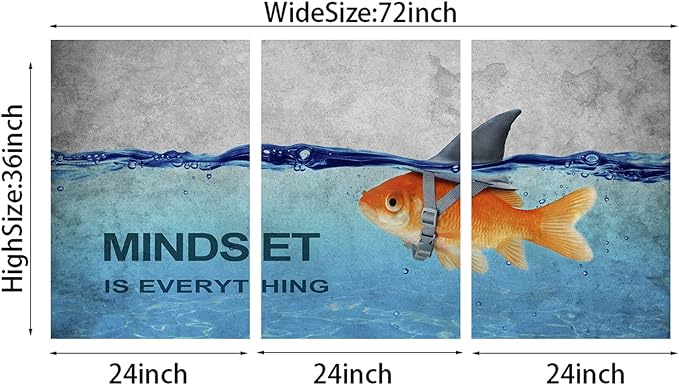 Mindset Is Everything Wall Art Goldfish 3 Pieces Inspirational Entrepreneur Posters Painting Artwork Decor For Office Bedroom Living Room Ready To Hang