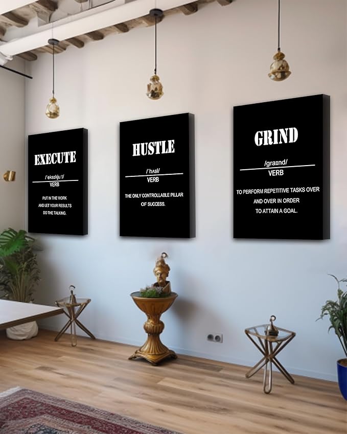 Drsoum Large 16x24 Inspirational Office Wall Art Motivational Wall Decor Quotes Wall Decror for Living Room Encouraging Canvas Posters for Bedroom Sayings - 16” x24” x3 PCS (FRAMED)