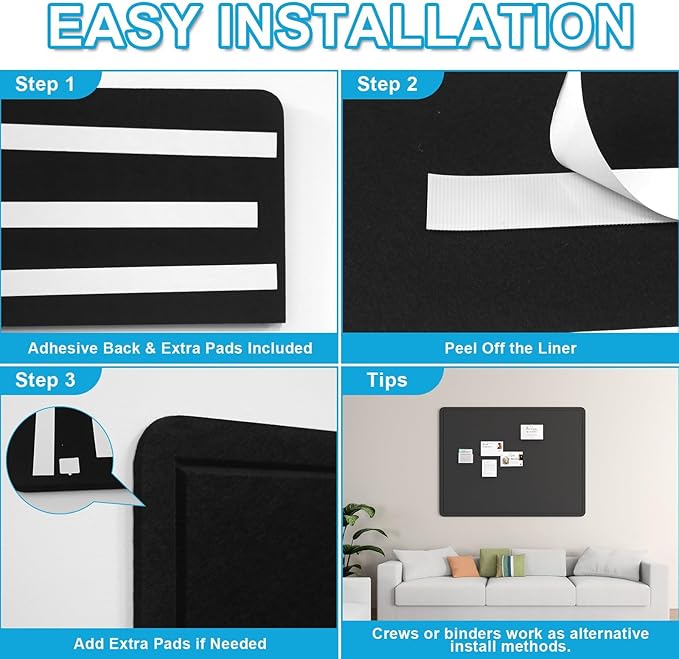Large Felt Bulletin Board for Wall, 72"x48" Frameless Picture Board, Soft Felt Cork Board for Office, Home Planning & Office Wall Decor, Easy Install Pin Board