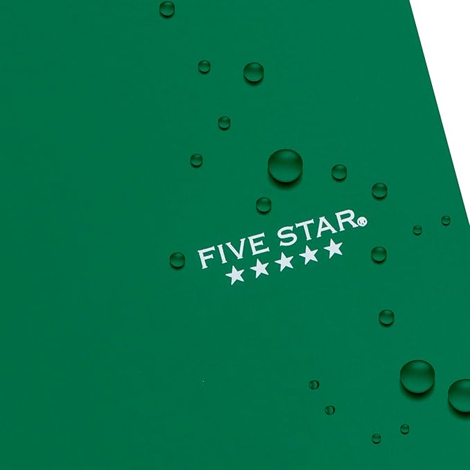 Five Star Spiral Notebook + Study App, 5 Subject, College Ruled Paper, 8-1/2" x 11", 200 Sheets, Fights Ink Bleed, Water Resistant Cover, Forest Green (72079)