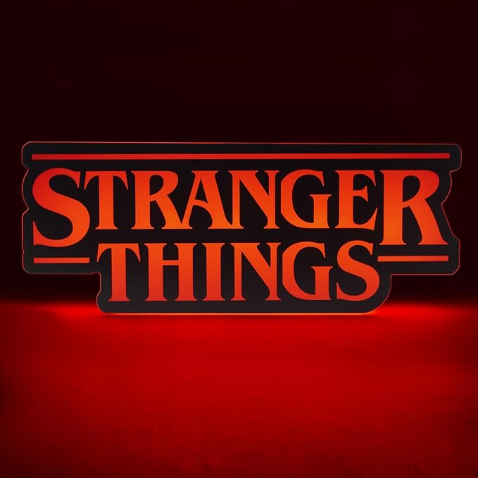 Paladone Stranger Things Shaped Logo Light, 30cm (11.8") Wide Wall or Desk Lamp with USB or Battery Power, Phase & Pulse Modes, Officially Licensed Netflix Merchandise