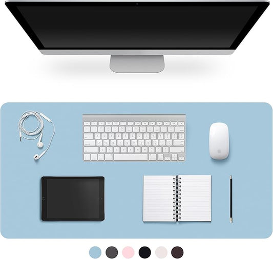 Leather Desk Pad Protector,Non-Slip Desk Pad,on-Slip PU Leather Large Mouse Pad,Easy Clean Desk Protecor Mat,Writing Pad for Office Work/Home/Decor(Blue, 35.4" x 17")