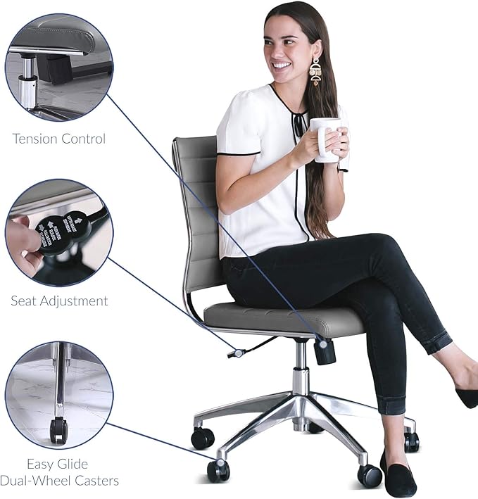 Modway Jive Ribbed Armless Mid Back Swivel Conference Chair In Gray