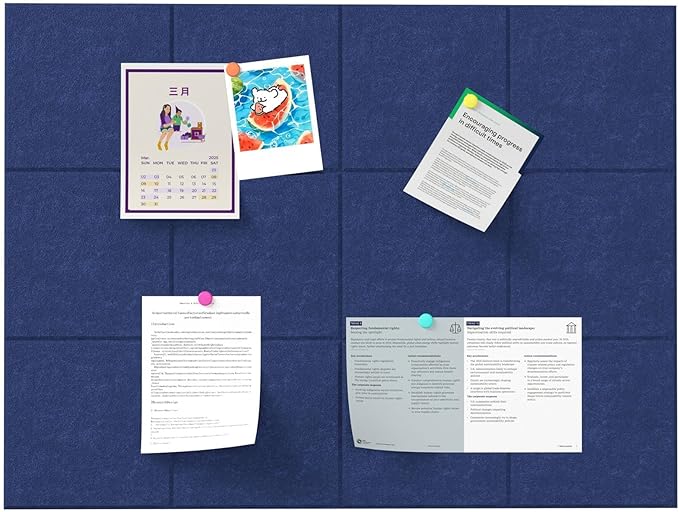 Large Cork Boards for Walls – 36" x 24" Self Adhesive Felt Wall Tiles, Ideal for Office Black Bulletin Board, Easy to Install Pin Board Photo Board
