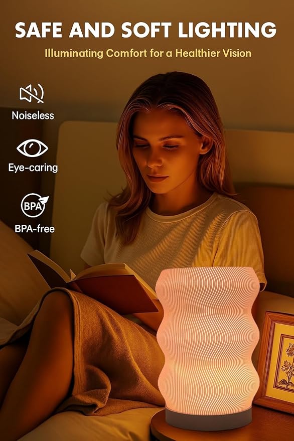 Wave Table Lamp - Modern Bedside Light for Bedroom, Desk, Nightstand, or Office - Mood Lighting Lamp - Eco-Friendly Gift Idea - Unique Home Decor - LED Night Light