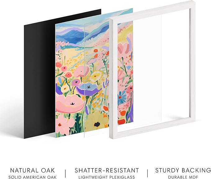 HAUS AND HUES Floral Art Wall Decor - Wildflowers Wall Art for Living Room, Floral Artwork for Bedroom Walls, Flower Painting for College Girls Dorm Room (Valley, White Frame, 8x10)
