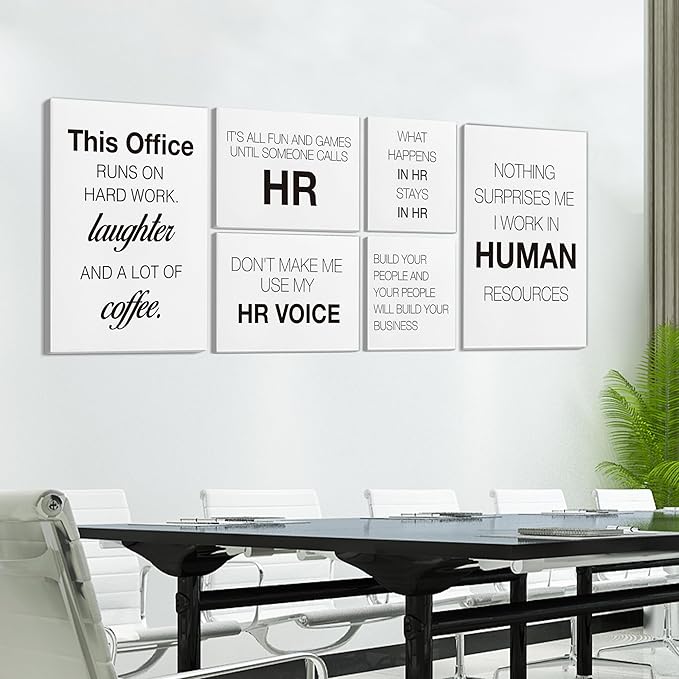 HR Office Decor Human Resources Office Artwork Wall Decor Modern Human Resource Posters Set of 6 Framed Canvas, Funny HR Gifts