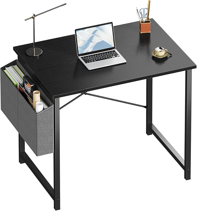 OLIXIS Computer Desk 31 Inch Home Office Desks for Small Spaces, Gaming Writing Study Work Table with Storage Bag for Bedroom, Black