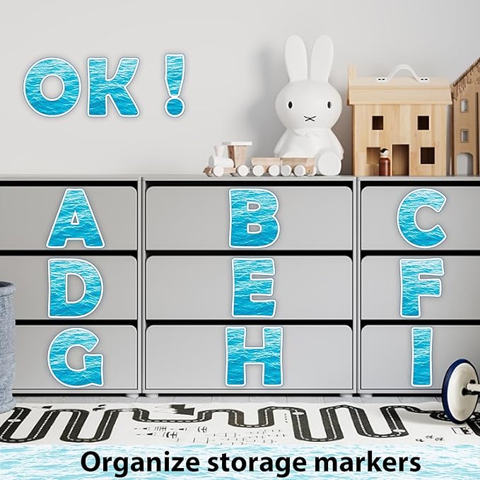 150 PCS Large 7" Blue Bulletin Board Letters Set,Ocean Under the Sea Classroom Alphabet Cutout Letter for Bulletin Board Display Home School, A Great Helper to Inspire Students' Learning Interest