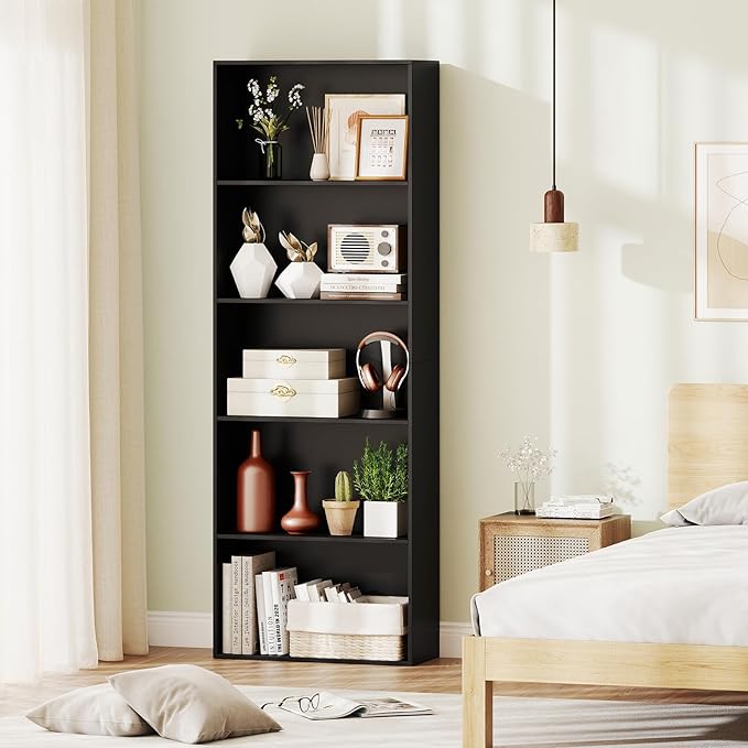 Giantex 5-Tier Bookshelf Set of 2, Freestanding Bookcase with 5 Open Shelf, Modern Display Shelf, Storage Organizer for Living Room Bedroom Home Office