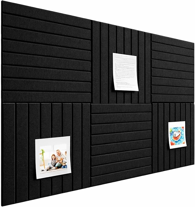 Large Cork Boards for Walls – 36 x 24 Self Adhesive Felt Wall Tiles, Ideal for Office Black Bulletin Board, Easy to Install Pin Board Photo Board Dart Board Wall Protectors
