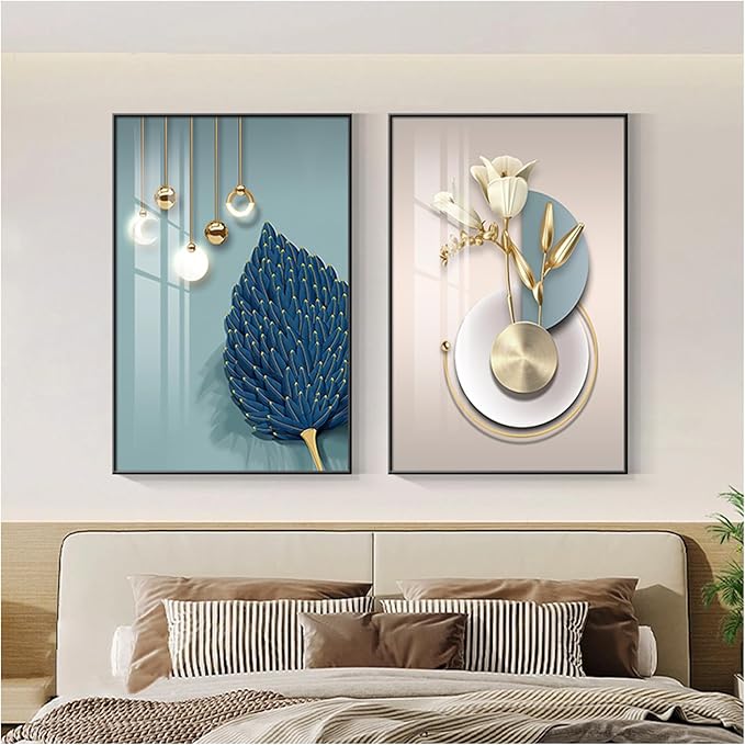 Wall Art for Office Framed Decorative Oil Painting Set Posters for Room Decorative Modern Artwork Ready to Hang 2 Pieces,I,23.6 * 15.7in
