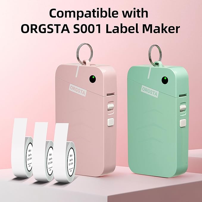 ORGSTA S001 Label Maker Machine with Tape, Portable Bluetooth Label Maker for Home and Office Organization, Thermal Label Printer Mini Printer with 3 Roll Continuous Label Tapes - White