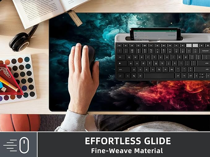Large Gaming Mouse Pad Desk Mat with Superior Micro-Weave Cloth, XXL Big Mousepad with Stitched Edges, Anti-Slip Desk Keyboard Pad for Gaming, Office and Home