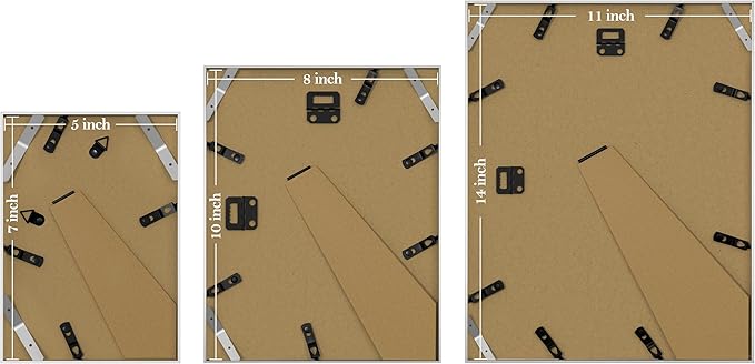 eletecpro Aluminum Gallery Wall Frame Set of 7, Including 1Pc 11x14, 2Pcs 8x10, 4Pcs 5x7 Photo Frames for Wall or Tabletop Display, Multiple Sizes Picture Frames Collage Wall Decor, Silver