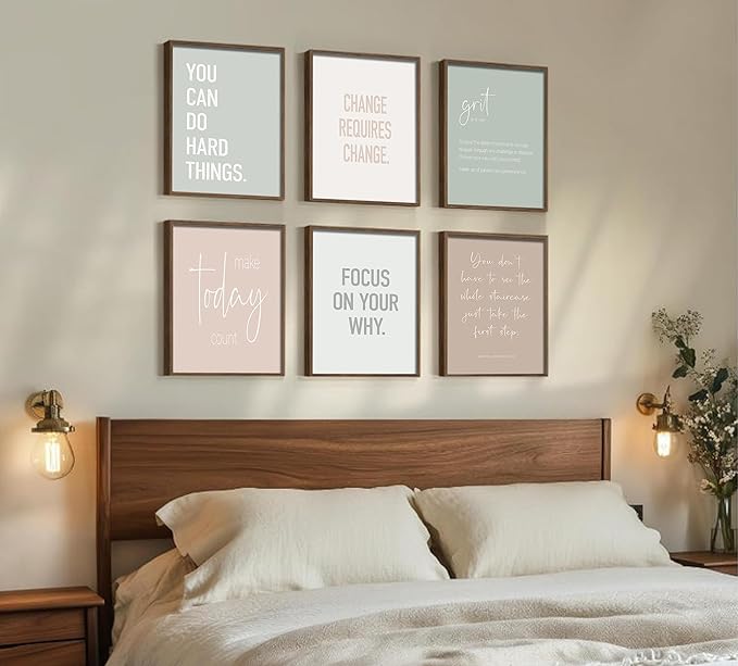 Inspirational Motivational Office Decor Posters Prints Unframed Set of 6, Minimalist Pastel Wall Art Print Decor, Positive Affirmations Team Teamwork Difference Maker Wall Picture,12"x16"unframed