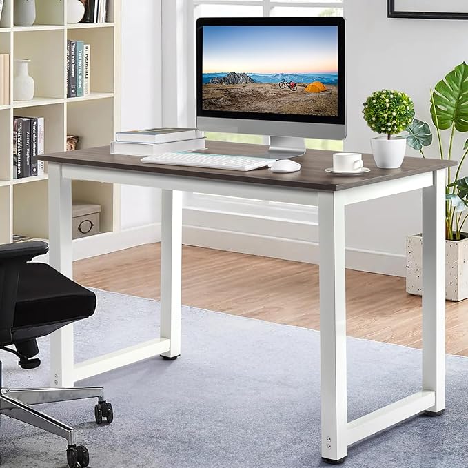 Desk Gray 110cm Office Desk Computer Table, Computer Gaming Table, Wooden Executive Desk Workstations for Home Office, Home Office Desks, Home Writing Desk for Bedroom 43.3" L x 23.6" W x 29.5" H