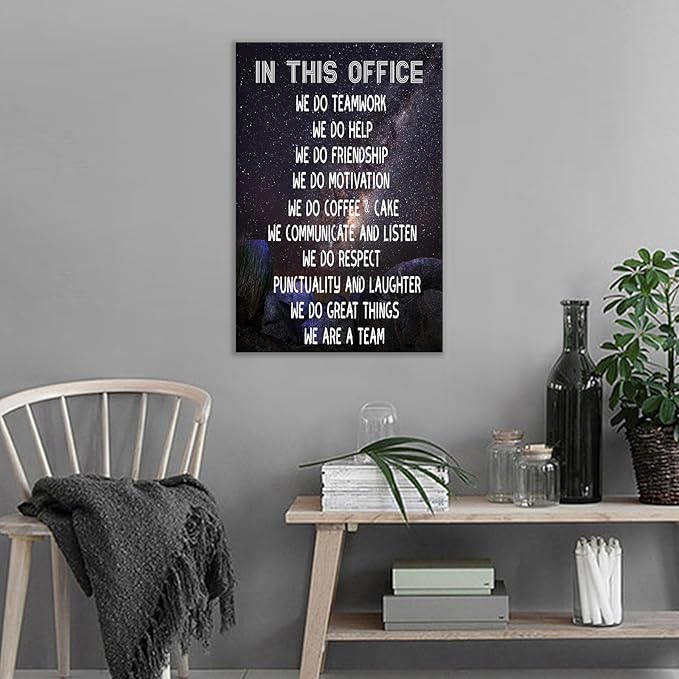 Inspirational Canvas Wall Art Home Decor Motivational Entrepreneur Quotes in This Office We Do Teamwork Poster Print Painting Artwork for Bathroom Teens Room Ready to Hang [12''Wx18''H]