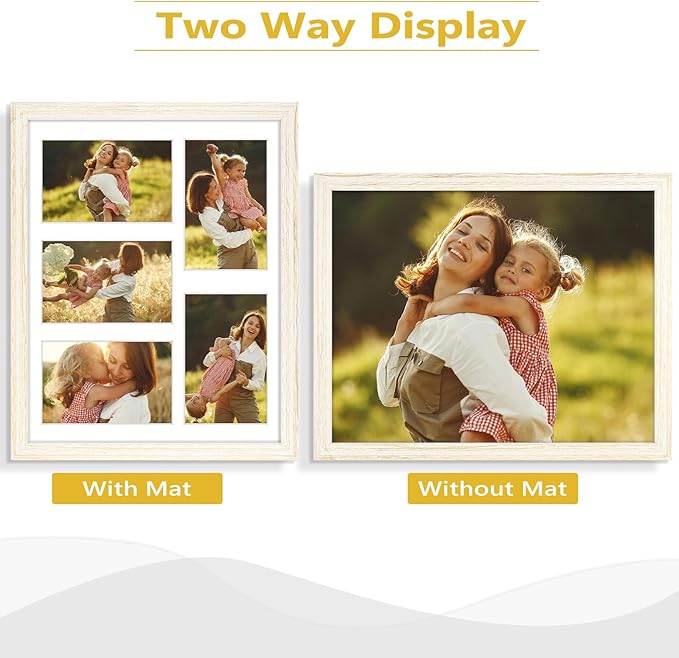 Golden State Art, 11x14 Distressed White Wooden Frame with White Mat - Displays Five 4x6 Photos - Tempered Glass - Wall Mounting, Portrait, Set of 10