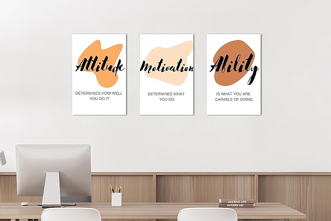 3 Piece Boho Abstract Graphics Motivational Quotes Canvas Print Pictures Wall Decor, Men Women Inspirational Framed Artwork Home Office Decor 12"x18" x 3 Pcs