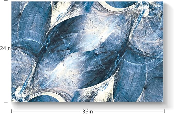 Wall Art Canvas Abstract Art Paintings Blue Circle Graffiti on White Background Modern Artwork Decor for Living Room Bedroom Kitchen 36x24in