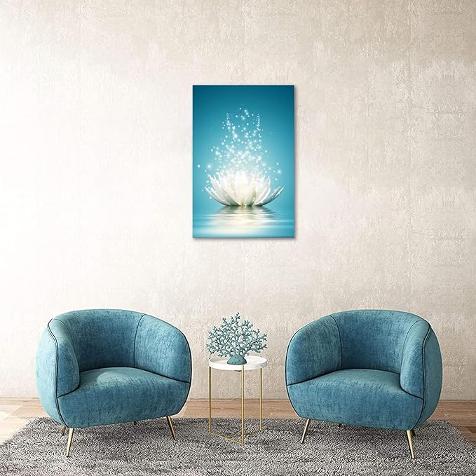 Canvas Prints Wall Art Lotus Flower Pictures Bathroom Decor Zen Painting Spa Photo Artwork Framed for Spiritual Meditation Yoga Room Ready to Hang 28x 44inch