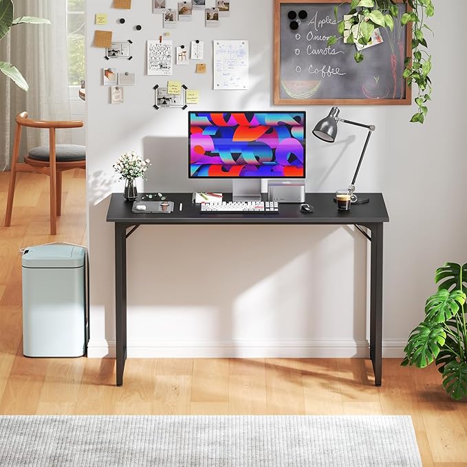 Computer Desk 47 inch Study Writing Table,Workstation Adjustable feet,Gaming Desk Modern Furniture for Home Office,Black
