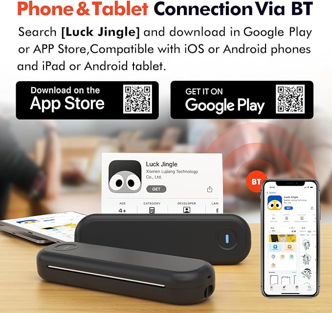 Bluetooth Portable Printer, L86 Thermal Printers Wireless for Travel, Support (Width 2-8.5'')8.5" X 11" US Letter, Inkless Printer Compatible with iOS, Android &Laptop for Office Car Home