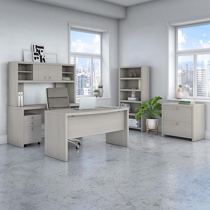 Bush Furniture Lateral File Cabinet with Satin Silver Hardware | Echo Collection 2 Drawer Filing Unit for Home Office or Professional | 31Wx20Lx30H