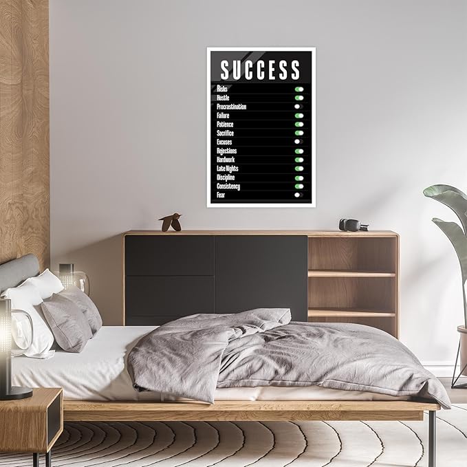 Trendy Success Settings Wall Art Motivational Quotes Inspirational Canvas Poster Large Motto Modern Encouraging Sign Prints Painting For Office Living Room Wall Decor 12x16in Unframed