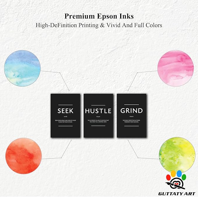 Office Wall Art - 3 Panel Motivational Wall Art, Inspirational Quotes Canvas Art for Home Office Wall Decor, Positive Quotes Wall Decor, Entrepreneur Grind Hustle Execution Poster Frame (16”x24”x3Pcs)