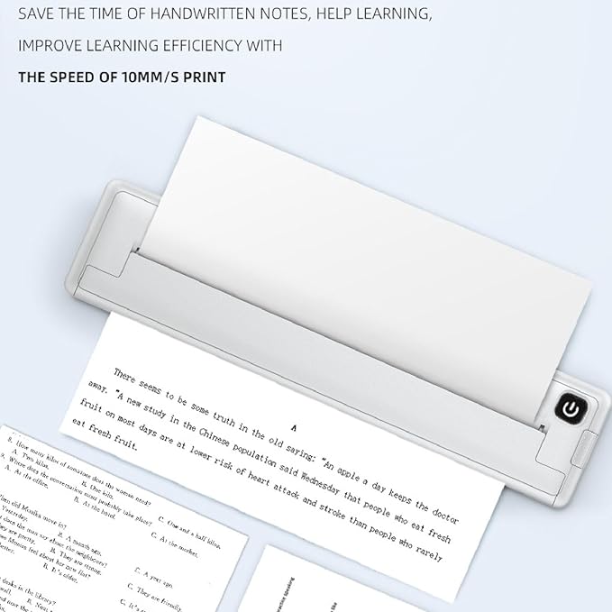 Denash Portable Cordless Printer, 8.5 X 11in US Letter, Mini BT Thermal Inkless, Printer with APP for Home School Travel Office
