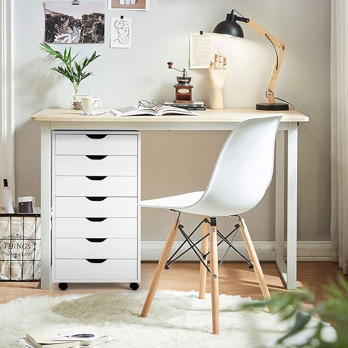 7 Drawers Filing Cabinet, Vertical File Cabinet for Home Office, Mobile Under Desk Office Storage Cabinets with Wheels (White, 7 Drawers)